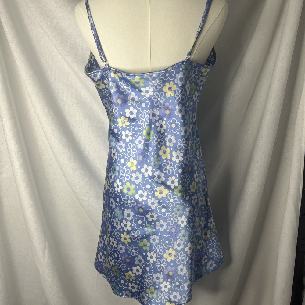 Vintage 90s Y2K Satin Floral mini Slip Dress Lingerie Silky Nightie medium - Picture 4 of 5